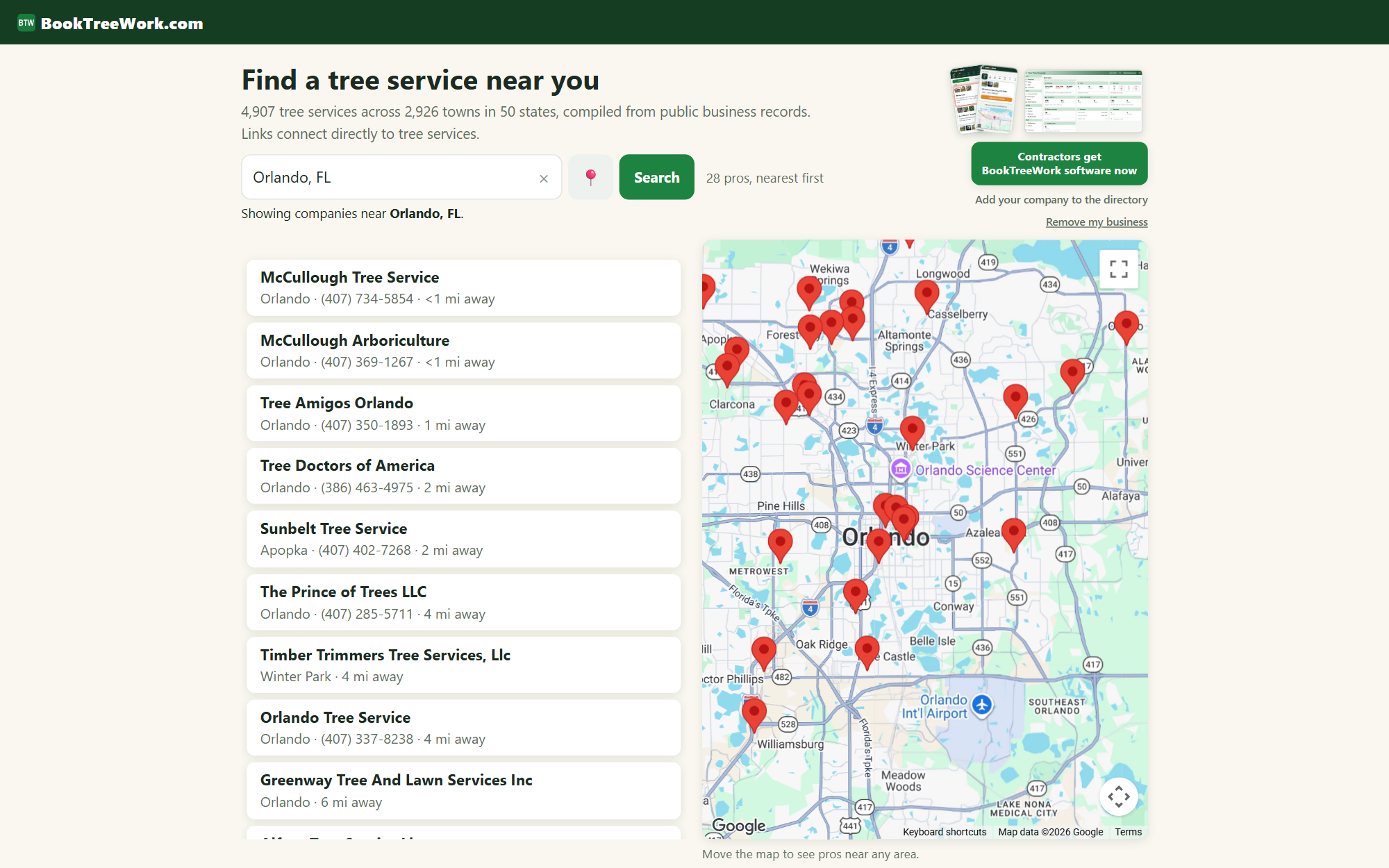 BookTreeWork, Directory Search screen
